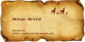 Anton Arvid névjegykártya